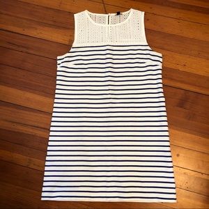 EUC J.Crew blue striped eyelet dress